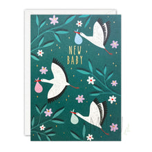 Load image into Gallery viewer, BABY CARD - Storks and Flower - CARD