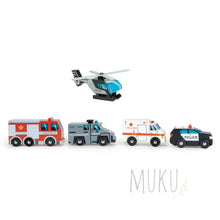 Load image into Gallery viewer, Emergency Vehicles - wooden toy