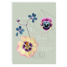 Load image into Gallery viewer, HAPPY BIRTHDAY CARD - BORN FREE HAPPY BIRTHDAY PRESSED FLOWER - CARD