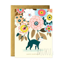 Load image into Gallery viewer, HAPPY BIRTHDAY CARD - FLORAL KITTY HAPPY BIRTHDAY - CARD