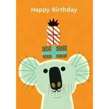 Load image into Gallery viewer, HAPPY BIRTHDAY CARD - PRESENT BOXES ON KOALA - CARD