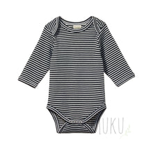 Load image into Gallery viewer, NATURE BABY Cotton long sleeve bodysuit NAVY STRIPE - baby apparel
