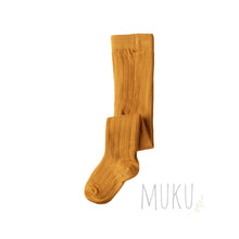 Load image into Gallery viewer, Nature Baby Organic Cotton Rib Tights - Straw / 6-12m - baby apparel