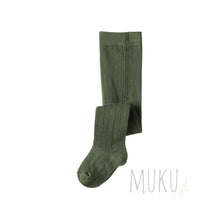 Load image into Gallery viewer, Nature Baby Organic Cotton Rib Tights - Thyme / 0-6m - baby apparel