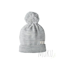 Load image into Gallery viewer, NATURE BABY Pom Pom Beanie - LIGHT GREY MARL / 0-6 Months - baby apparel