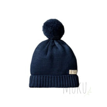 Load image into Gallery viewer, NATURE BABY Pom Pom Beanie - NAVY / 0-6 Months - baby apparel