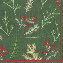 Load image into Gallery viewer, Paper Napkin Lunch Size 3ply 20 packs (Plants Others) - Sprigs &amp; Berries Evergreen - Home &amp; Garden

