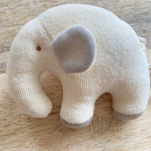 Load image into Gallery viewer, ORGANIC COTTON BABY RATTLE - ELEPHANT - soft toy
