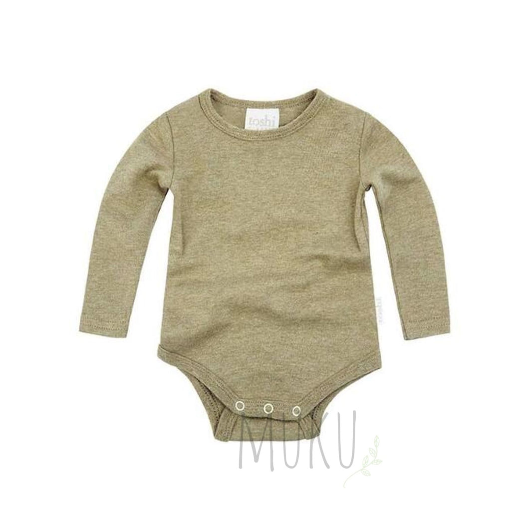 Toshi Organic Cotton long sleeve bodysuit Plain - Olive / 000 - Baby & Toddler
