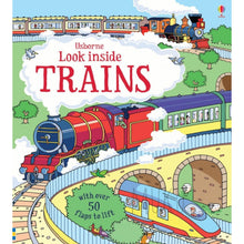 Load image into Gallery viewer, USBORNE LOOK INSIDE FLAP BOOK - TRAINS
