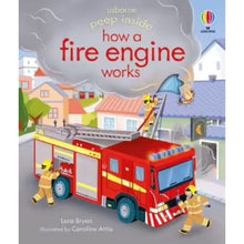 Load image into Gallery viewer, USBORNE PEEP INSIDE - HOW A FIRE ENGINE WORKS