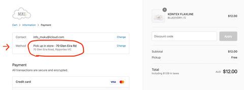 How to chose MUKU Online Store Click and Collect / Local Pick Up
