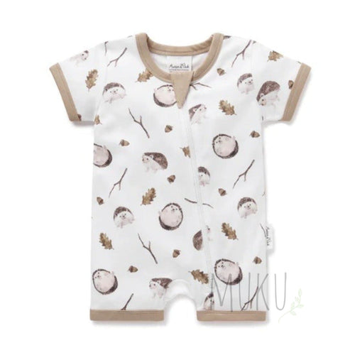 Aster & Oak Hedgehog Zip Romper - 000(0-3 months) - baby apparel