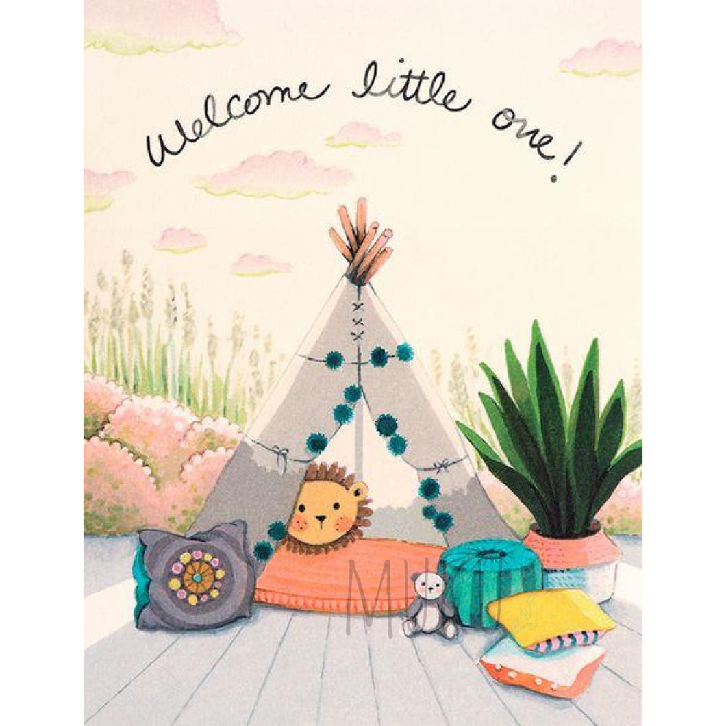 BABY CARD - WELCOME LITTLE ONE TEEPEE - CARD