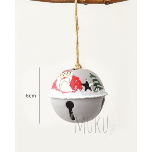 Christmas Nordic Hanging Bell Grey Santa - xmas