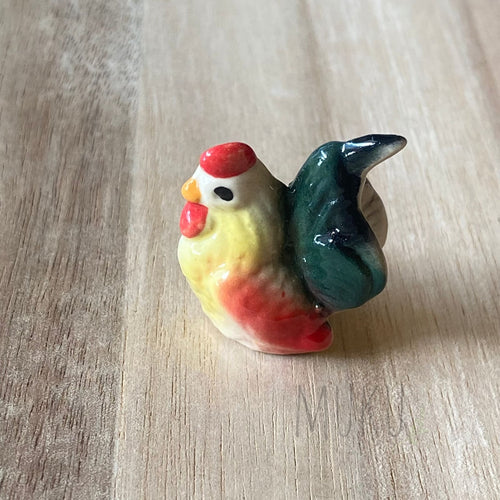 Handmade Ceramic BIRD - Rooster 2.5 x 3 x 1.5cm - Decor