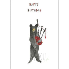 Load image into Gallery viewer, HAPPY BIRTHDAY CARD - BEAR PLAYING BAGPIPE - CARD
