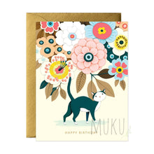 Load image into Gallery viewer, HAPPY BIRTHDAY CARD - FLORAL KITTY HAPPY BIRTHDAY - CARD
