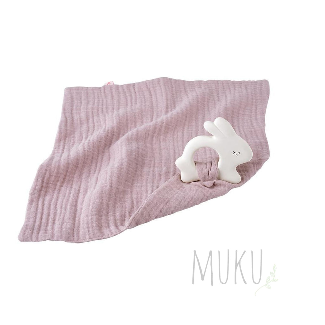 kikadu rubber teether with towel - soft toy