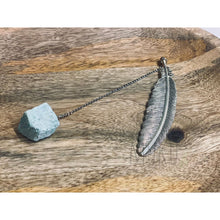 Load image into Gallery viewer, Metal Feather Bookmark with Crystal - Amazonite Raw - Stationary
