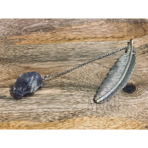Metal Feather Bookmark with Crystal - Amethyst Raw - Stationary
