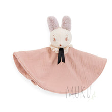Load image into Gallery viewer, Moulin Roty Apres la pluie Brume the mouse muslin comforter - White bunny Fluffy ears PINK - soft toy
