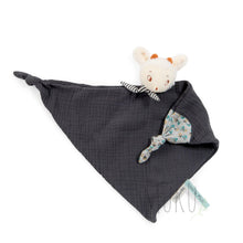 Load image into Gallery viewer, Moulin Roty Apres la pluie Brume the mouse muslin comforter - White sheep CHARCOAL - soft toy
