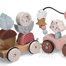 Load image into Gallery viewer, Moulin Roty Pull along Activity train - wooden toy
