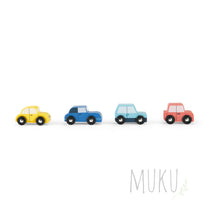 Load image into Gallery viewer, Moulin Roty set of 4 wooden cars - wooden toy
