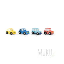 Load image into Gallery viewer, Moulin Roty set of 4 wooden cars - wooden toy
