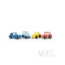 Load image into Gallery viewer, Moulin Roty set of 4 wooden cars - wooden toy
