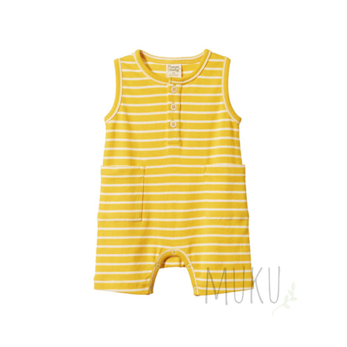 Nature Baby Camper Suit Golden Yellow Sailor Stripe - Baby & Toddler