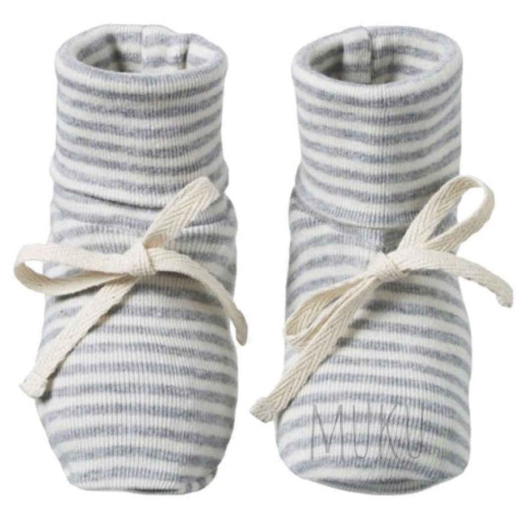 NATURE BABY Cotton Booties Grey Marl Stripe - baby apparel
