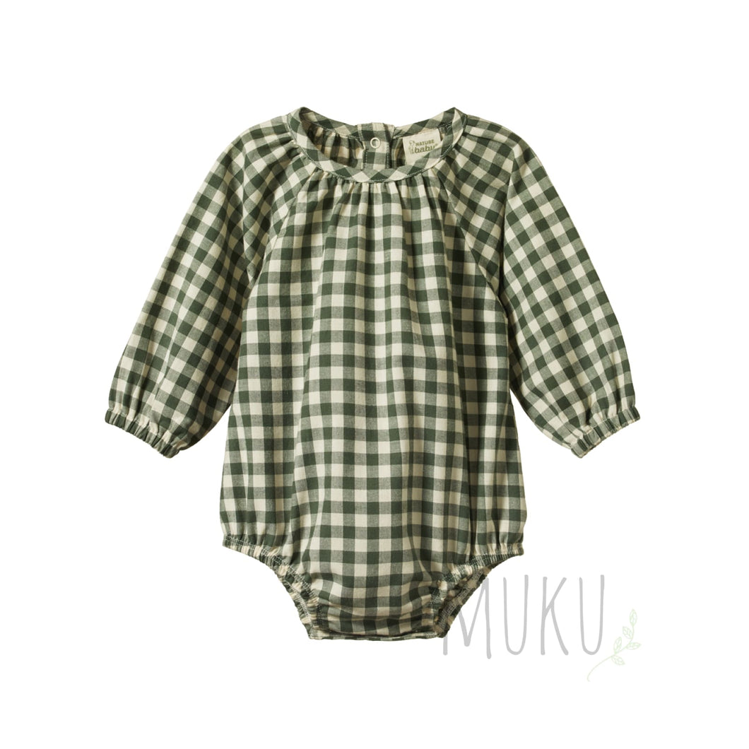 Nature Baby Meadow Bodysuit Gingham Thyme - Apparel & Accessories