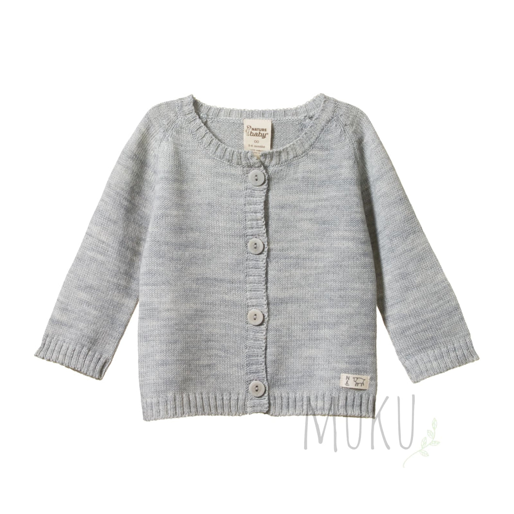 NATURE BABY Merino wool cardigan - LIGHT GREY MARL / 00(3-6 months) - baby apparel