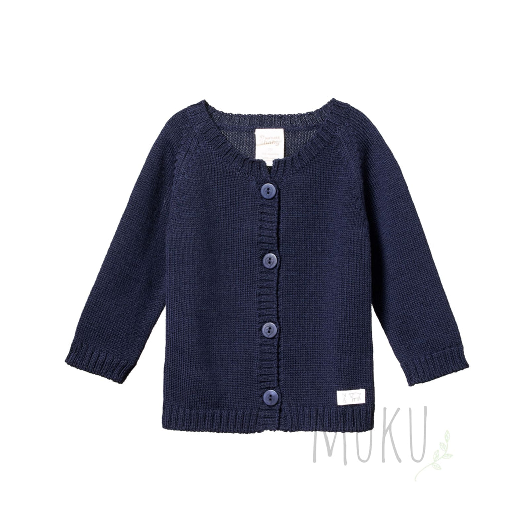 NATURE BABY Merino wool cardigan - MIDNIGHT / 000 (0-3 months) baby apparel