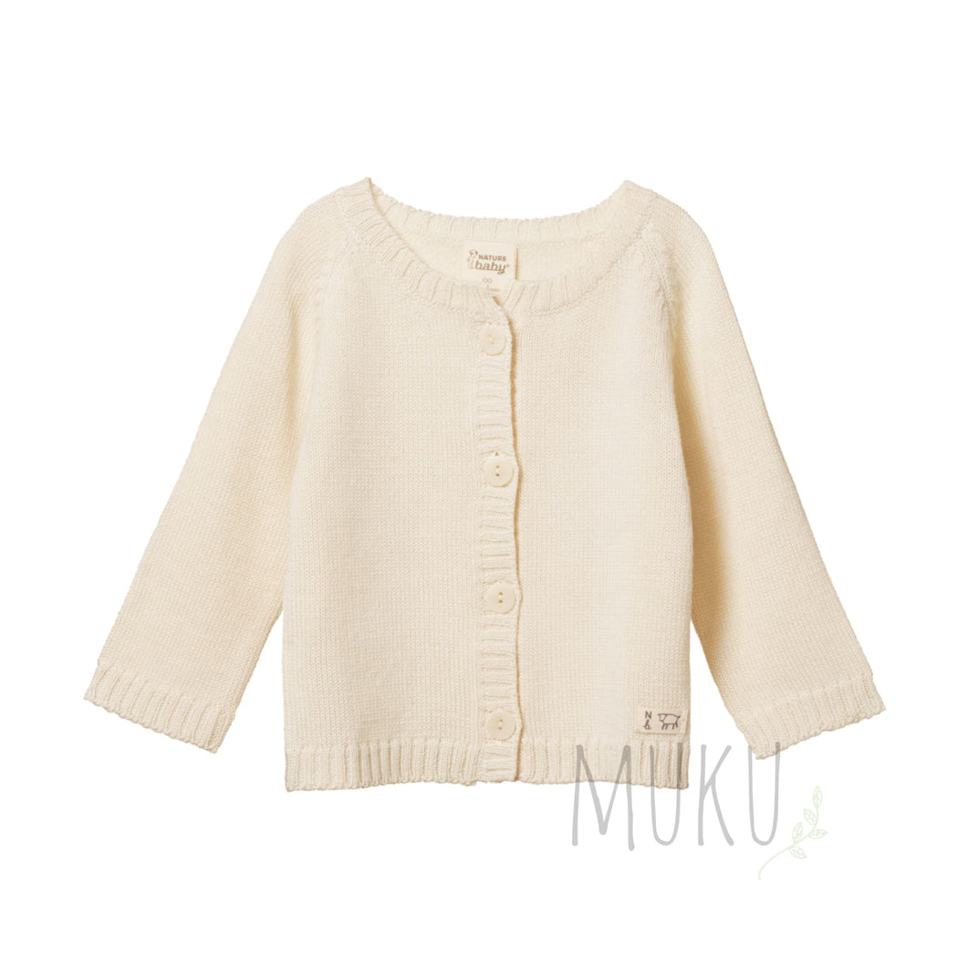 NATURE BABY Merino wool cardigan - NATURAL / 00(3-6 months) - baby apparel