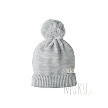 Load image into Gallery viewer, NATURE BABY Pom Pom Beanie - LIGHT GREY MARL / 0-6 Months - baby apparel
