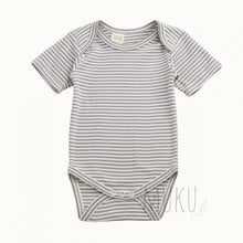 Load image into Gallery viewer, Nature Baby Short Sleeve Bodysuit STRIPE - Grey Marl Stripe / 0-3m - Baby &amp; Toddler
