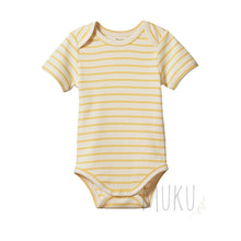 Load image into Gallery viewer, Nature Baby Short Sleeve Bodysuit STRIPE - Sunshine Tailor Stripe / 0-3m - Baby &amp; Toddler
