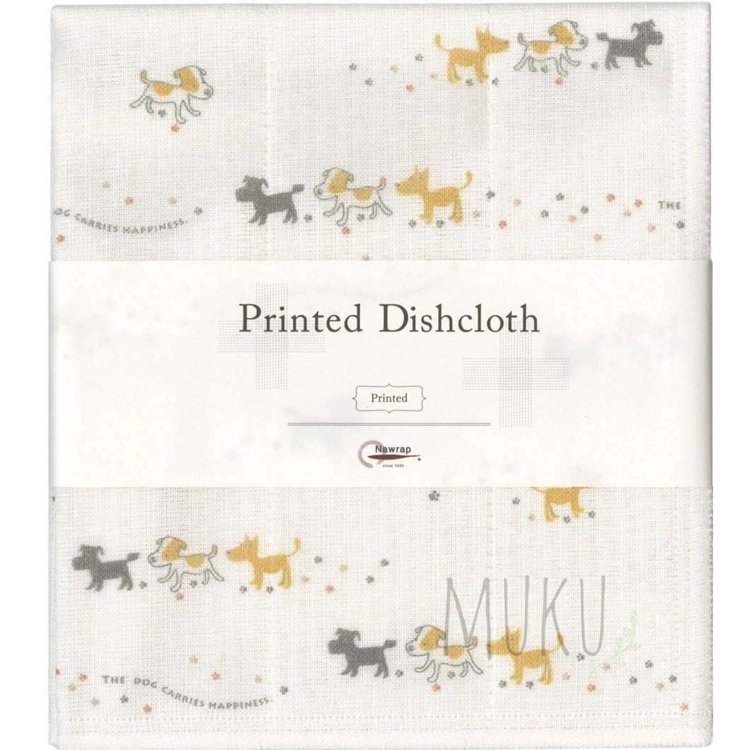 NAWRAP DISH CLOTH PRINTED(ANIMAL OTHERS) - A-06 WALKING PUPPIES - JAPAN PRODUCTS