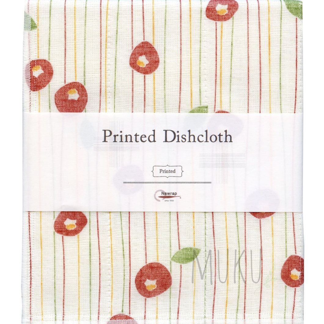 NAWRAP DISH CLOTH PRINTED - FLOWER/PLANT - F-23 TSUBAKI - JAPAN PRODUCTS