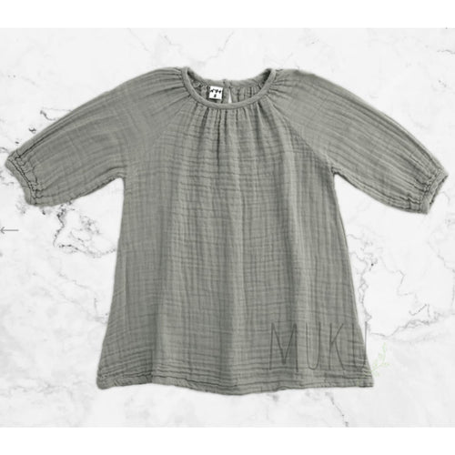 NUMERO 74 NINA LONG SLEEVE DRESS - SILVER GREY / M(3-4 YEARS) - baby apparel