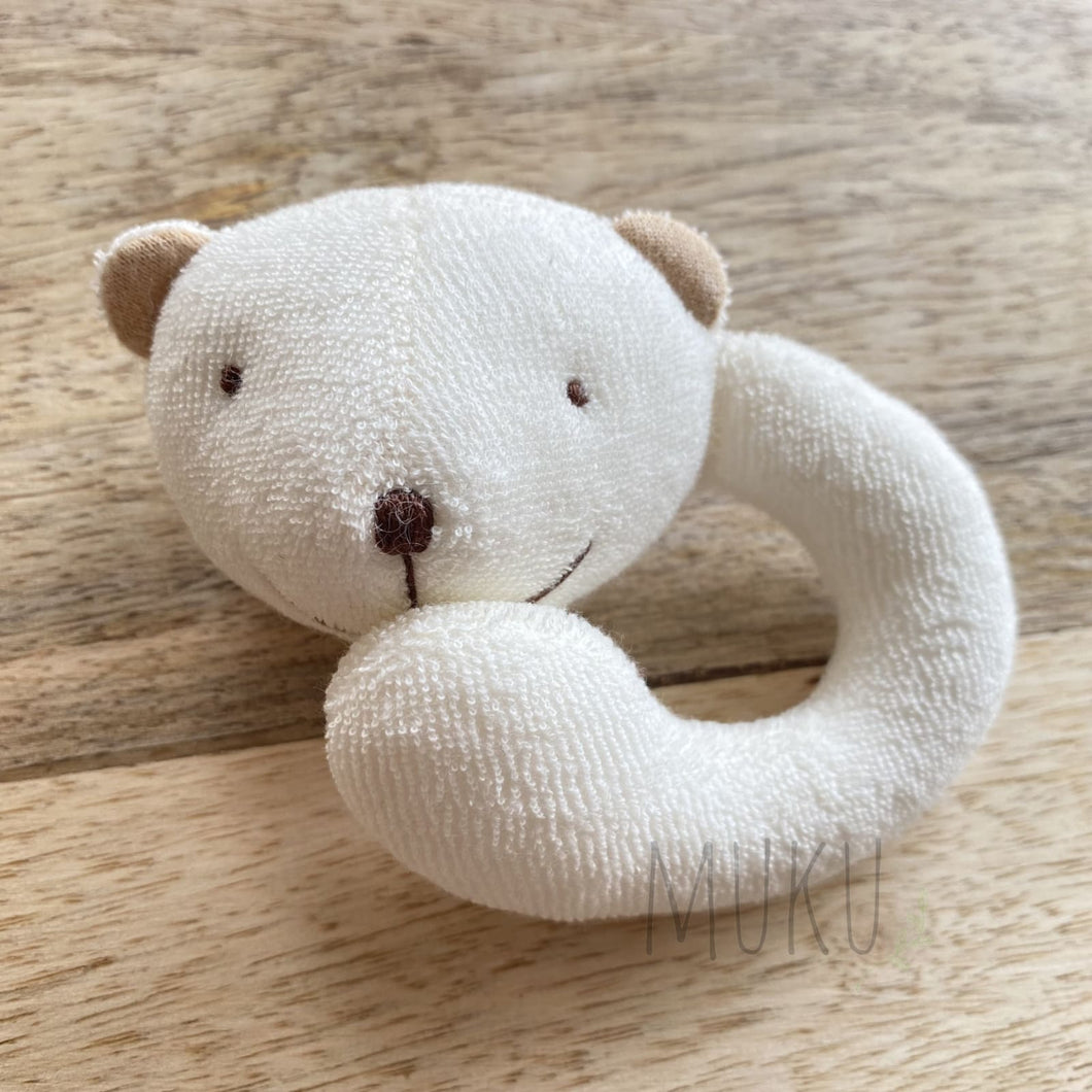 ORGANIC COTTON BABY RATTLE - BEAR - soft toy