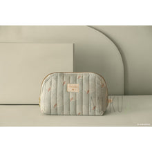 Load image into Gallery viewer, ORGANIC COTTON HOLIDAY VANITY CASE - WHITE GATSBY ANTIQUE GREEN / SMALL - physical
