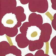Load image into Gallery viewer, Paper Napkin Lunch Size 3ply 20 packs Marimekko - Unikko Dark Red - Home &amp; Garden

