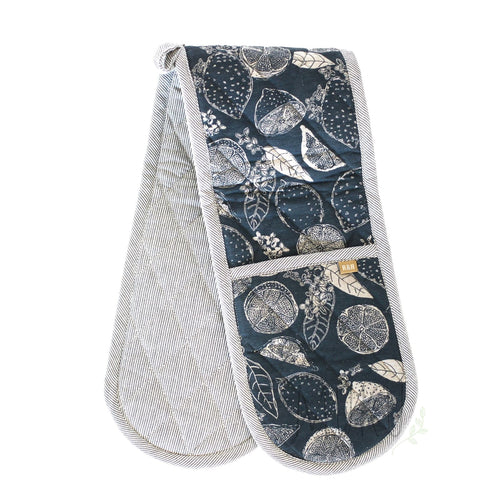 Rain & Humble Double Oven Glove Lemon Marmalade Dark Slate - Dark Slate - Kitchen