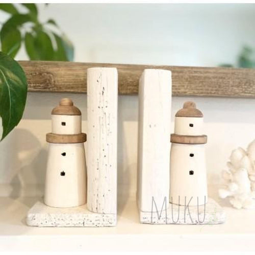 Recycled Timber Lighthouse Bookend - homeware