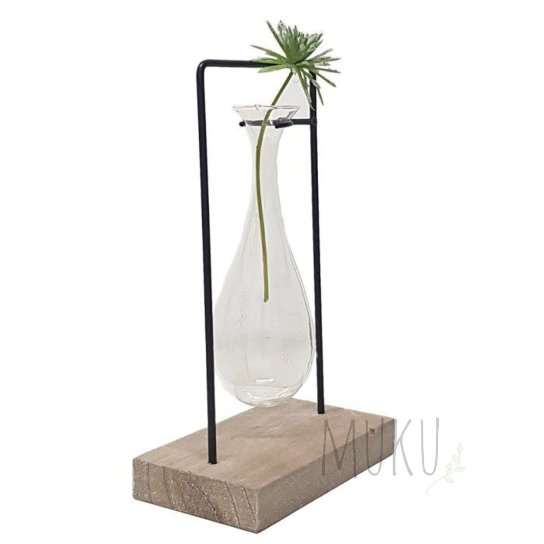 Teardrop Propagation Station/ Glass Vase Metal Stand - Decor