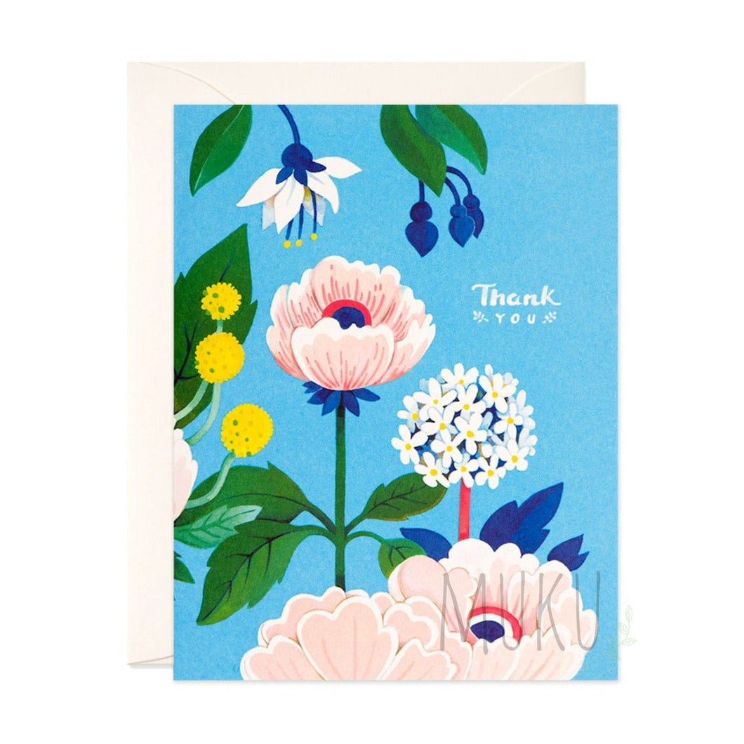 THANK YOU CARD - Blue Floral - CARD